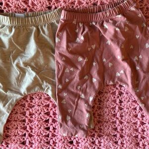 Baby Pants Set - Neutral and Pink Heart